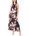 Shop Vince Camuto Women's Printed Halter Maxi Dress In Rich Black