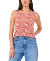 Vince Camuto Women's Printed Keyhole-back Sleeveless Top In Coral