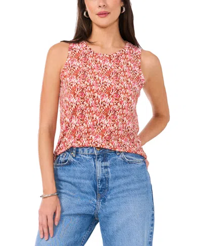 Vince Camuto Women's Printed Keyhole-back Sleeveless Top In Coral