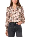 Vince Camuto Metallic Stripe Paisley Ruffle Sleeve Top In Cafe Sky