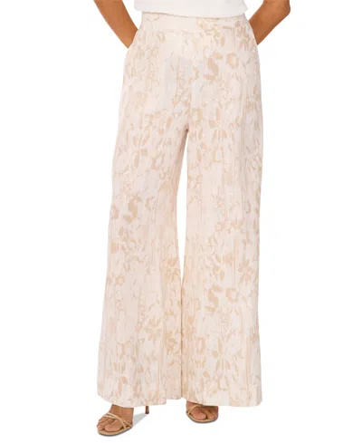 Vince Camuto Women's Printed Mid-rise Wide-leg Pants In Oyster Grey
