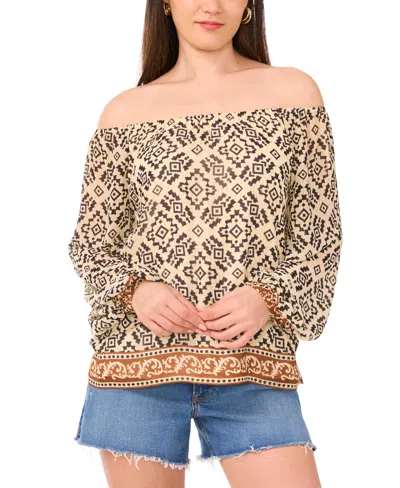 VINCE CAMUTO WOMEN'S PRINTED OFF-THE-SHOULDER BLOUSE