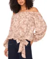 Vince Camuto Abstract Print Off The Shoulder Top In Brown