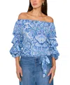 Vince Camuto Women's Printed Off-the-shoulder Tied-hem Top