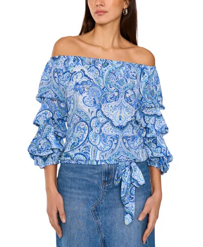 Vince Camuto Women's Printed Off-the-shoulder Tied-hem Top