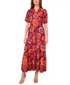 Vince Camuto Puff Sleeve Tiered Maxi Dress In Multi