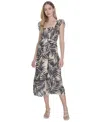 Vince Camuto Women's Printed Ruffle-strap Midi Dress