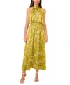 Vince Camuto Print Smocked Waist Sleeveless Maxi Dress In Green Oasis