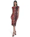 Vince Camuto Plus Size Placement Print Bodycon Midi Dress In Multi