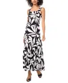 Vince Camuto Women's Printed Sleeveless Square-neck Maxi Dress In Rich Black