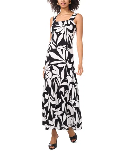 Vince Camuto Women's Printed Sleeveless Square-neck Maxi Dress In Rich Black