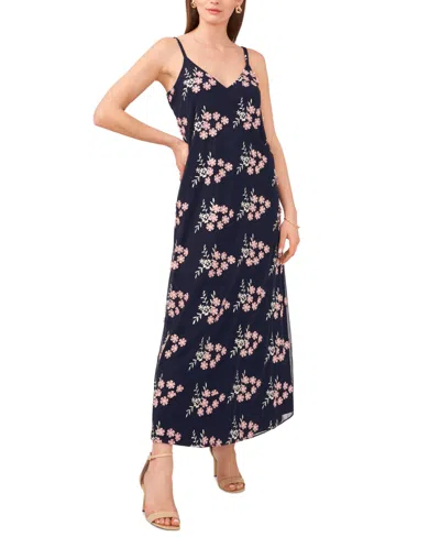 Vince Camuto Women's Printed Sleeveless V-neck Maxi Dress In Classic Navy