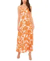 Vince Camuto Printed Square-neck Smocked-back Maxi Dress In New Ivory