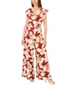Vince Camuto Women's Printed Smocked-waist Wide-leg Jumpsuit In Multi
