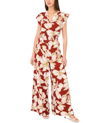 Vince Camuto Women's Printed Smocked-waist Wide-leg Jumpsuit In Multi