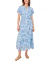 Vince Camuto Print Tiered Maxi Dress In Dewy Blue