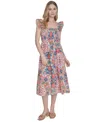 Vince Camuto Print Smocked Tiered Maxi Dress In Multi