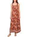 Vince Camuto Palm Print Tiered Maxi Dress In Brown