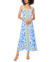 Vince Camuto Printed Square Neck Maxi Dress In True Blue
