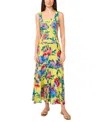 Vince Camuto Floral Tiered Maxi Dress In Cool Lime
