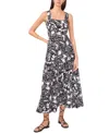Vince Camuto Floral Tiered Sleeveless Maxi Dress In Rich Black