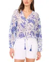 Vince Camuto Oversized Tie Front Top In Sapphire Sky