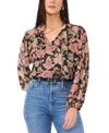 Vince Camuto Foil Pattern Peasant Blouse In Rich Black