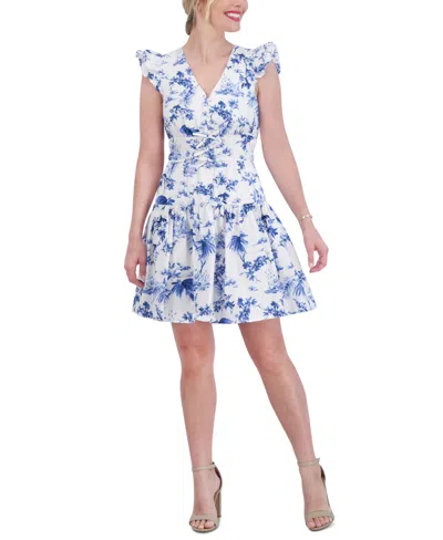 Vince Camuto Women's Printed Tiered Fit & Flare Dress In Blue