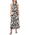 Vince Camuto Oscar Floral Print Tiered Maxi Dress In Rich Black
