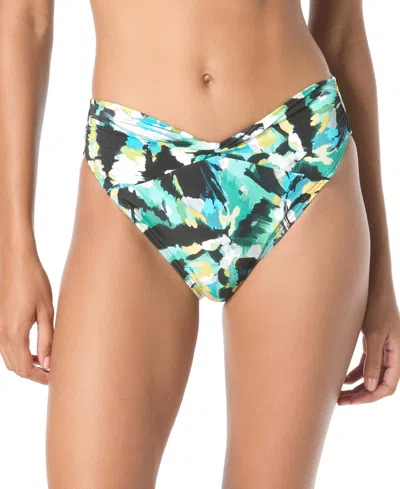 Vince Camuto Women's Printed Twist-front Bikini Bottoms In Blue