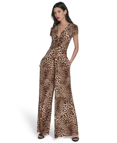 Vince Camuto Women's Printed Twist-front Wide-leg Jumpsuit In Multi