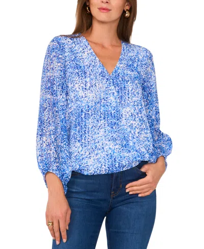 Vince Camuto Women's Printed V-neck Balloon-sleeve Faux-wrap Top In New Ivory