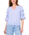 Vince Camuto Printed Bubble Sleeve Top In Blue