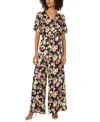 Vince Camuto Floral Flutter Sleeve Jumpsuit In Rich Black
