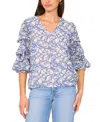 Vince Camuto Women's Printed V-neck Lantern-sleeve Top In Multi