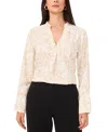VINCE CAMUTO WOMEN'S PRINTED V-NECK LONG-SLEEVE TOP
