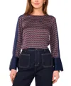 Vince Camuto Flared Sleeve Top In Brown