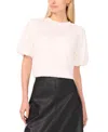 Vince Camuto Floral Detail Puff Sleeve Sweater In Neutral
