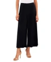 Vince Camuto Petites Womens Solid Polyester Wide Leg Pants In Rich Black
