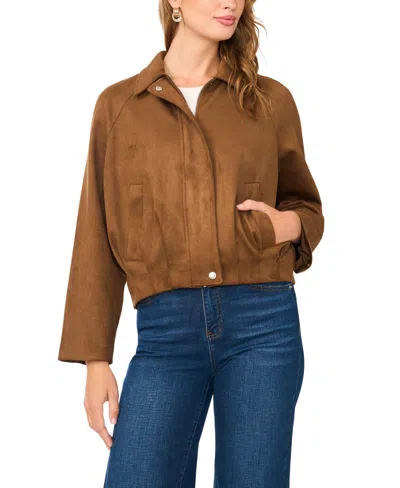 Vince Camuto Women's Raglan-sleeve Collared Bomber Jacket In Toasted