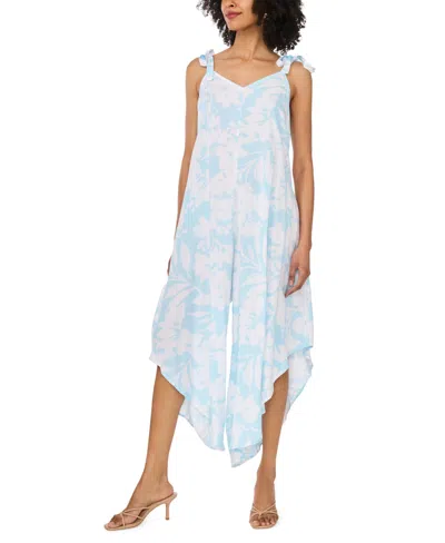 Vince Camuto Tie Strap Wide Leg Jumpsuit In Blue