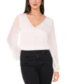 Vince Camuto Rhinestone Chiffon Sleeve Top In White
