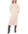 Vince Camuto Women's Rib Trim Neck Long Sleeve Midi Dress In Neutral