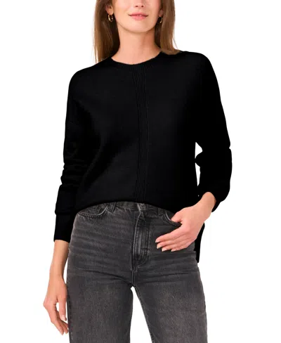 Vince Camuto Women's Ribbed Crewneck Long-sleeve Sweater In Rich Black