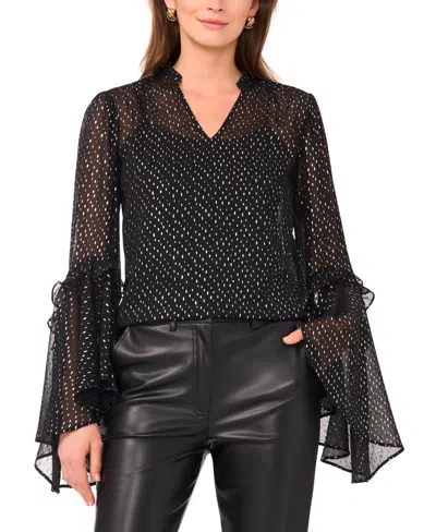VINCE CAMUTO WOMEN'S RUFFLE FRONT LONG SLEEVE TOP