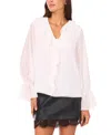 Vince Camuto Double Ruffle V-neck Top In White