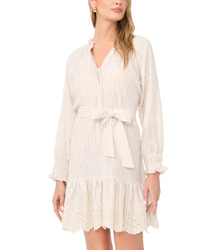 Vince Camuto Women's Ruffle Puff-sleeve Mini Dress In Neutral