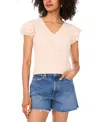 Vince Camuto Women's Ruffled-sleeve V-neck Lace Top In Neutral