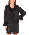Vince Camuto Women's Ruffled V-neck Bell-sleeve Blouse In Black