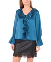 Vince Camuto Women's Ruffled V-neck Bell-sleeve Blouse In Blue